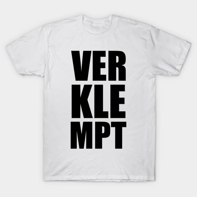 VERKLEPMT Yiddish Trendy Vertical Large Typography T-Shirt by BubbleMench